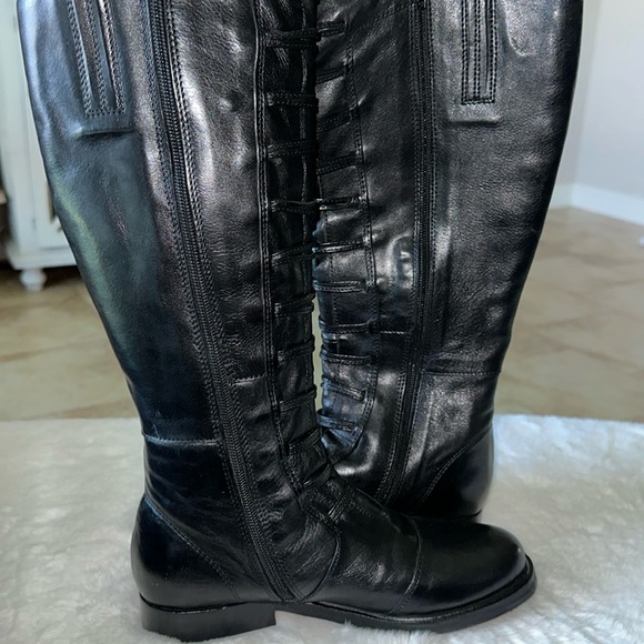 Medici tall leather black boots with zippers size 8.5 - Picture 1 of 6